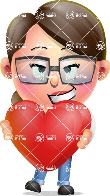 Cute Vector 3D Girl Character Design AKA Samantha PinkTie - Inloved Cute Cartoon Girl Character Graphic